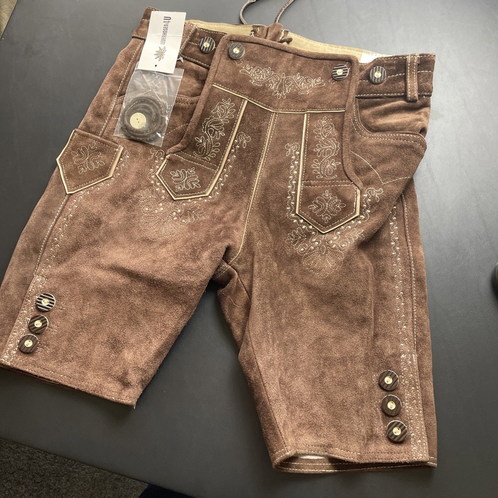 Lederhosen4u Mens Size 48 (us 30)  Brown Oktoberfest Lederhosen Shorts New Tags